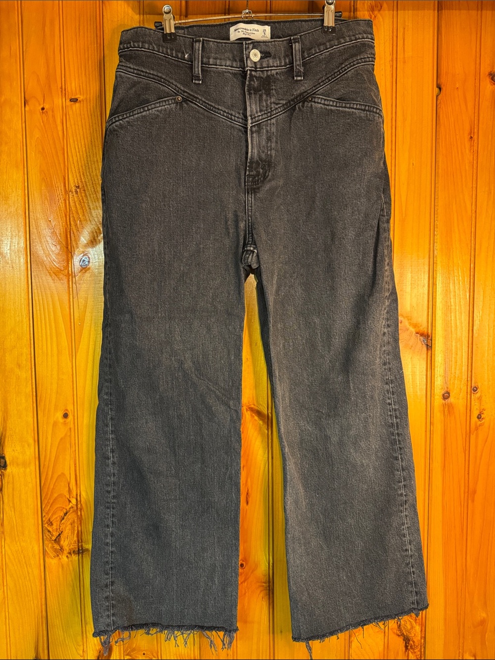 Abercrombie & Fitch 90’s Relaxed High Rise in Stone Black Wide-Leg Flare Jeans